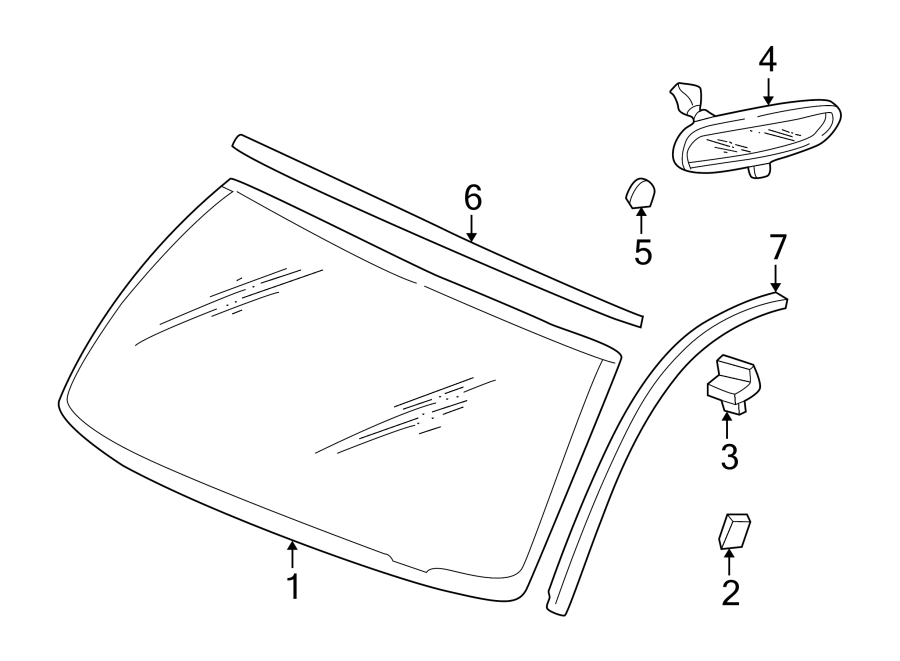 5WINDSHIELD. GLASS. REVEAL MOLDINGS.https://images.simplepart.com/images/parts/motor/fullsize/TG98325.png