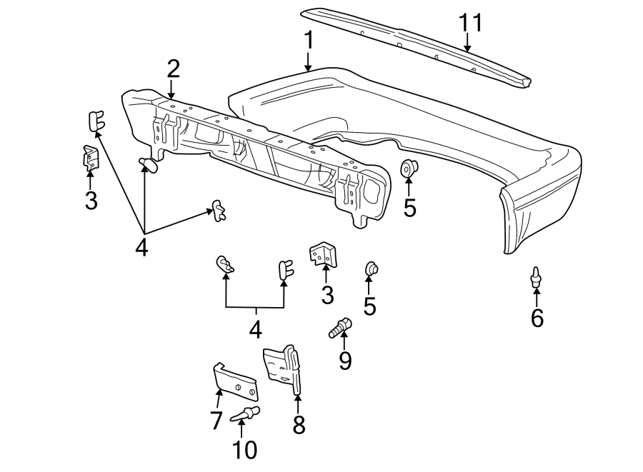 REAR BUMPER. BUMPER & COMPONENTS.