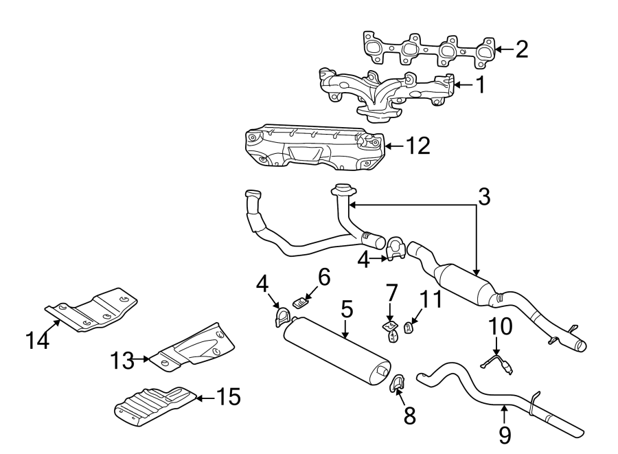 Diagram EXHAUST SYSTEM. EXHAUST COMPONENTS. for your 2011 Jeep Grand Cherokee   