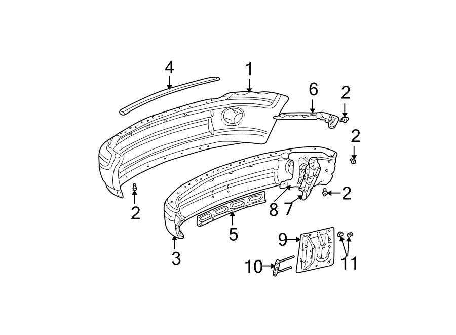 Diagram FRONT BUMPER. BUMPER & COMPONENTS. for your 2004 Chrysler Town & Country   