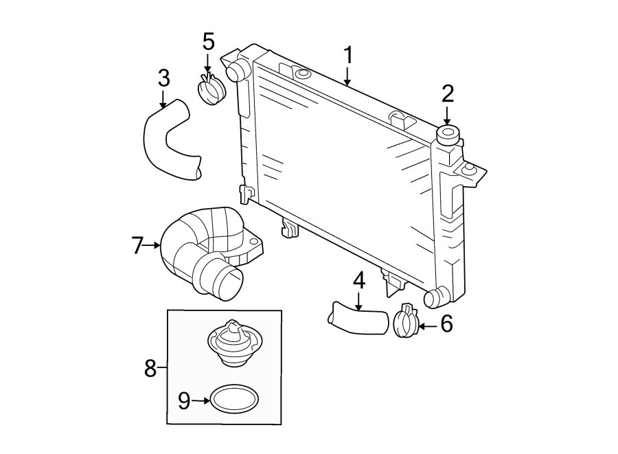 Diagram RADIATOR & COMPONENTS. for your 2023 Jeep Wrangler   