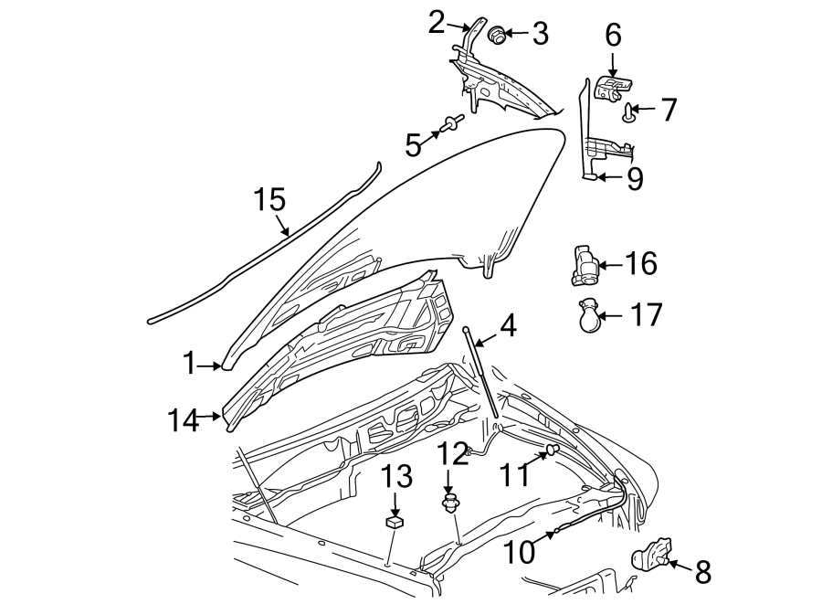 Diagram Hood & grille. Rear door. Hood & components. for your 2024 Ram ProMaster 3500   