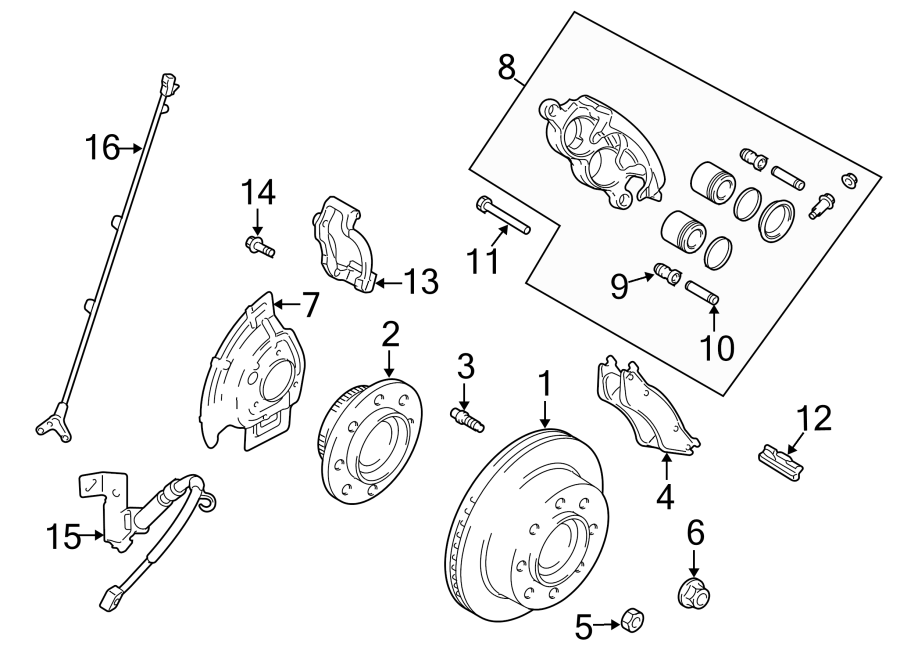 Diagram FRONT SUSPENSION. BRAKE COMPONENTS. for your 2020 Ram 2500 6.7L 6 cylinder DIESEL A/T 4WD Limited Crew Cab Pickup Fleetside 