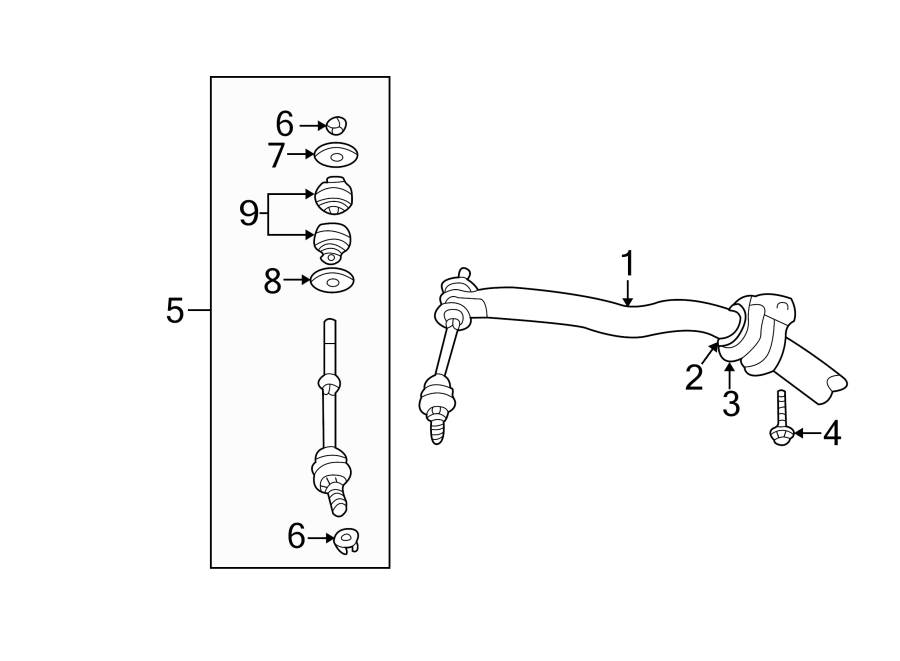 Diagram FRONT SUSPENSION. STABILIZER BAR & COMPONENTS. for your Dodge Ram 2500  