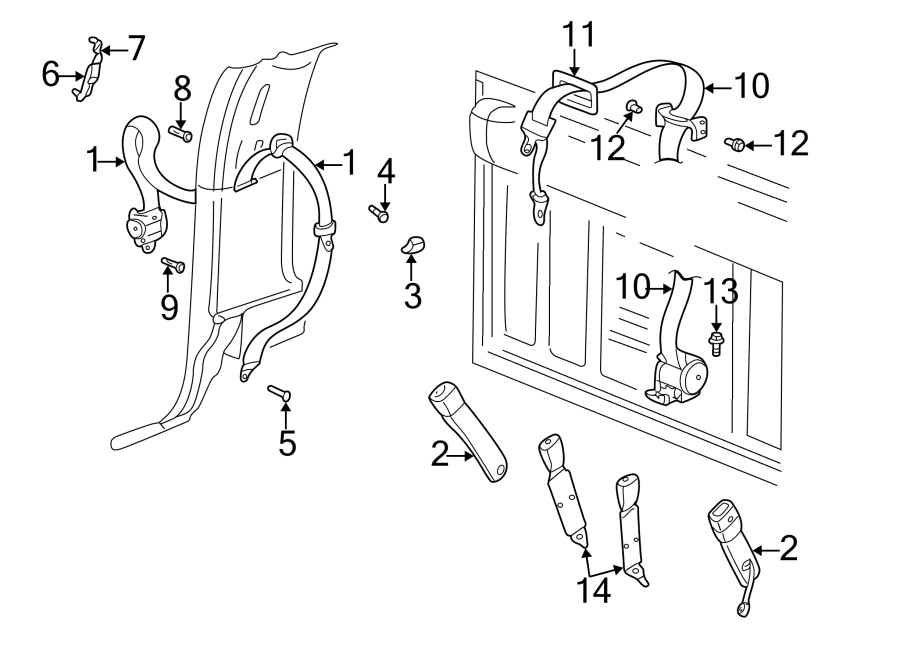 2RESTRAINT SYSTEMS. FRONT SEAT BELTS. REAR SEAT BELTS.https://images.simplepart.com/images/parts/motor/fullsize/TH03685.png