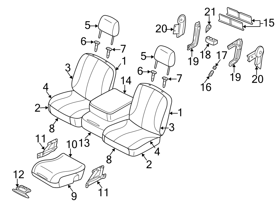 Diagram SEATS & TRACKS. FRONT SEAT COMPONENTS. for your 2014 Ram ProMaster 3500   