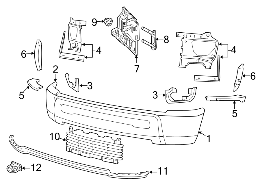 Front bumper. Bumper & components. Diagram