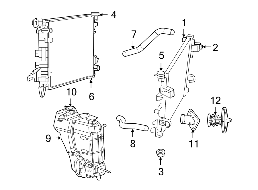 Diagram RADIATOR & COMPONENTS. for your 2016 Ram 2500 6.7L 6 cylinder DIESEL M/T RWD Tradesman Crew Cab Pickup Fleetside 