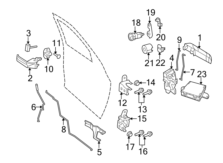 Diagram FRONT DOOR. LOCK & HARDWARE. for your 2017 Ram ProMaster 3500  Base Extended Cargo Van 