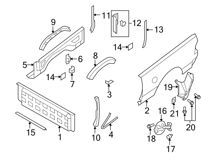 Diagram Pick up box. Front & side panels. for your 2003 Dodge Ram 1500   