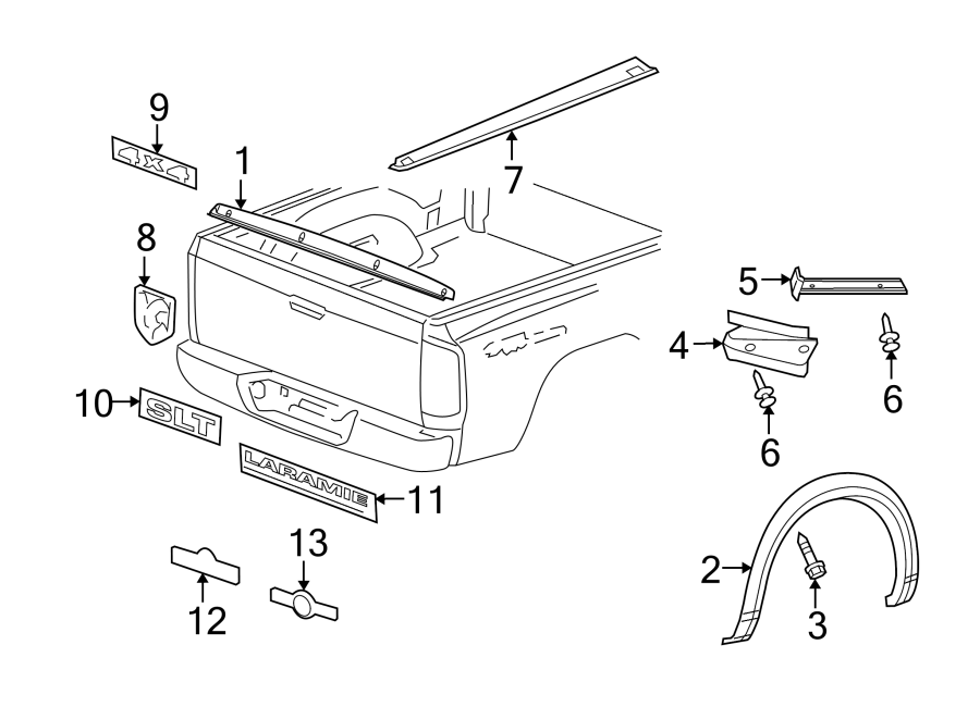 PICK UP BOX. EXTERIOR TRIM. Diagram