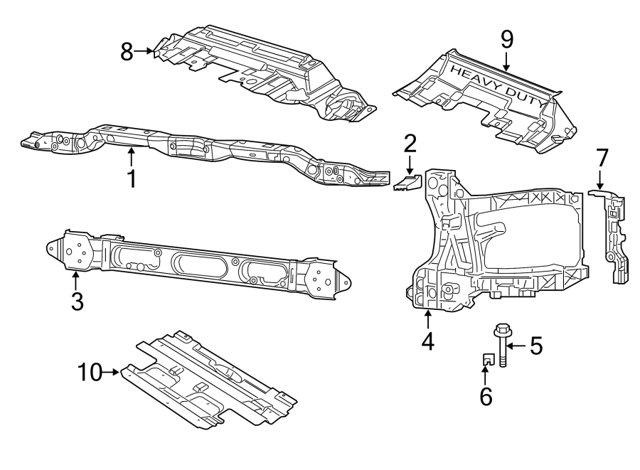 Diagram RADIATOR SUPPORT. for your 2018 Ram 2500 6.7L 6 cylinder DIESEL M/T RWD Tradesman Crew Cab Pickup Fleetside 