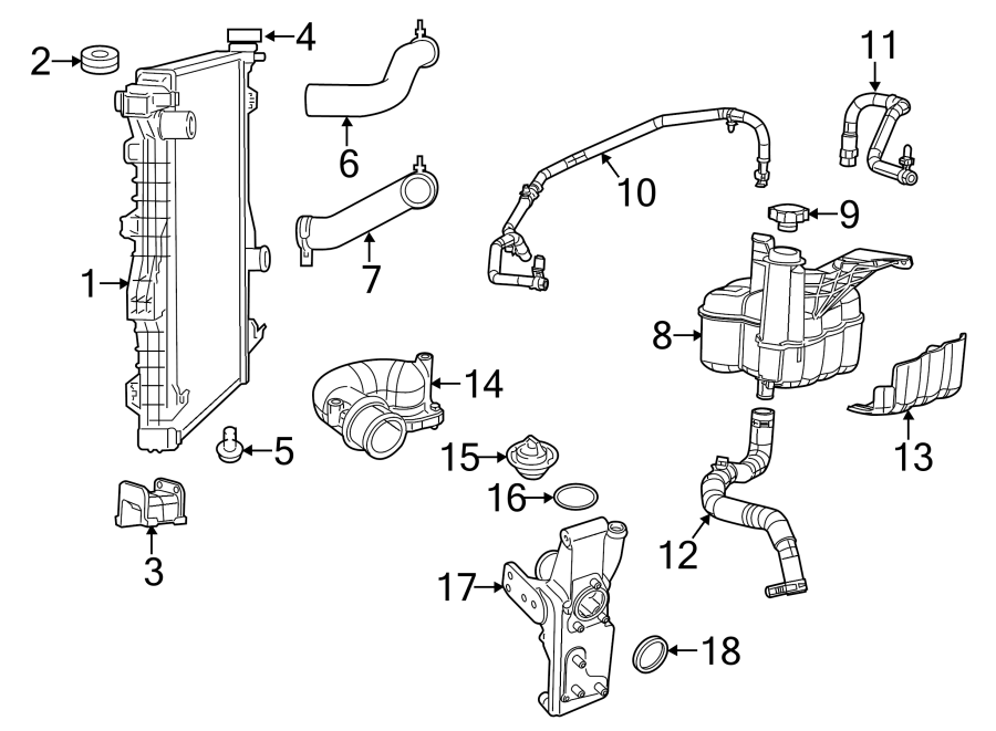 Diagram Radiator & components. for your 1998 Dodge Ram 1500   