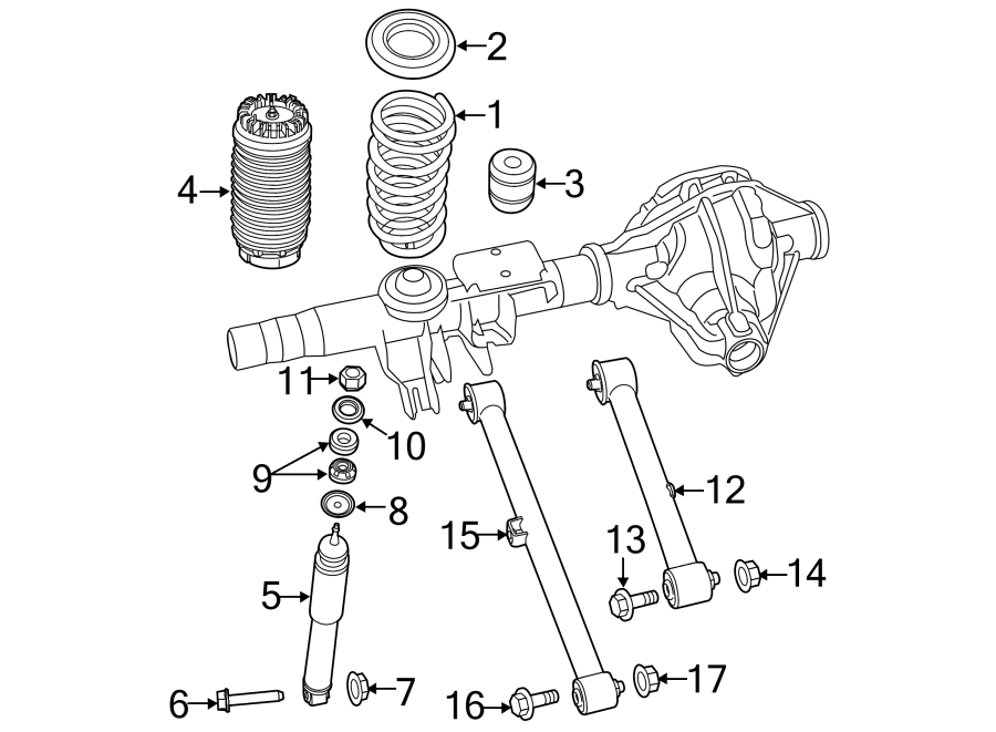 Diagram REAR SUSPENSION. SUSPENSION COMPONENTS. for your 2016 Ram 2500 6.7L 6 cylinder DIESEL M/T RWD Tradesman Crew Cab Pickup Fleetside 