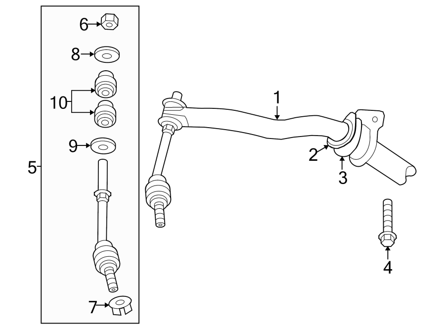 Diagram FRONT SUSPENSION. STABILIZER BAR & COMPONENTS. for your 2018 Ram 2500 6.7L 6 cylinder DIESEL A/T 4WD Tradesman Crew Cab Pickup Fleetside 