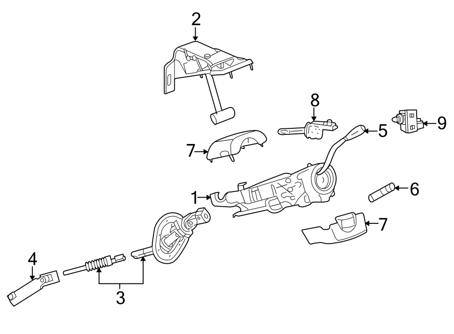 Diagram SHROUD. STEERING COLUMN ASSEMBLY. SWITCHES & LEVERS. for your 2013 Ram 2500 5.7L HEMI V8 A/T 4WD Big Horn Extended Crew Cab Pickup Fleetside 