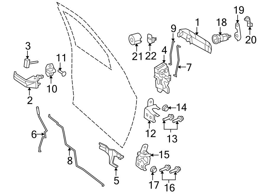 Diagram Front door. Lock & hardware. for your 2018 Ram 2500 6.7L 6 cylinder DIESEL A/T 4WD Tradesman Crew Cab Pickup Fleetside 