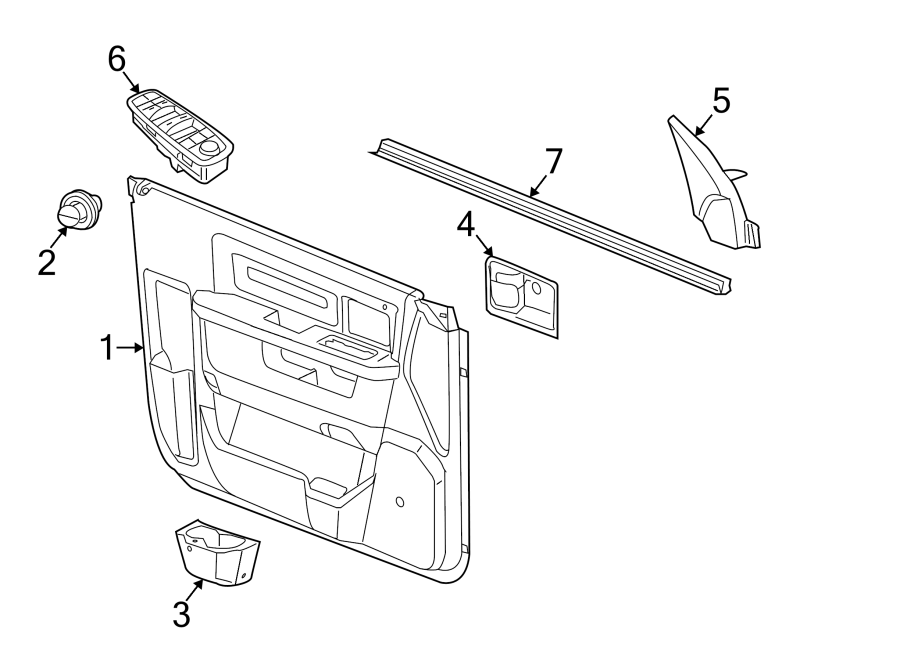 Diagram FRONT DOOR. INTERIOR TRIM. for your 2016 Ram 2500 6.7L 6 cylinder DIESEL M/T RWD Tradesman Crew Cab Pickup Fleetside 