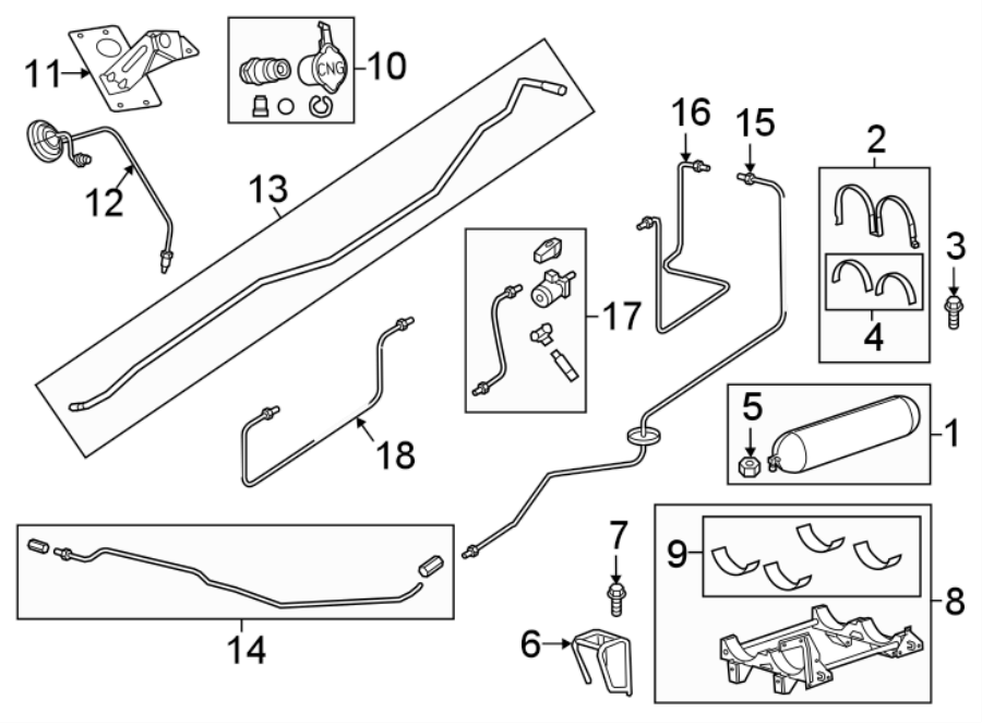 Diagram FUEL SYSTEM COMPONENTS. for your 2014 Ram 2500 5.7L HEMI V8 CNG A/T RWD Tradesman Crew Cab Pickup Fleetside 