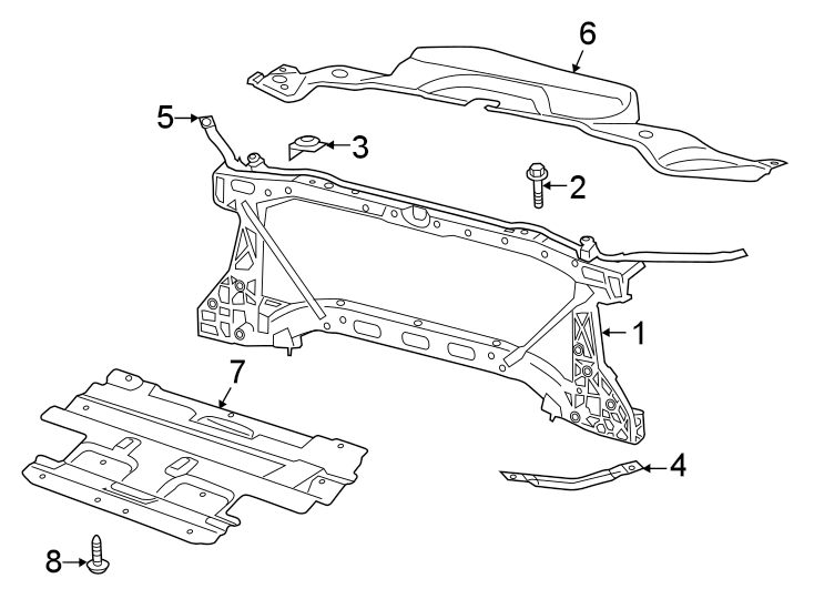 Diagram RADIATOR SUPPORT. for your 2023 Ram 2500 6.7L 6 cylinder DIESEL A/T RWD Lone Star Crew Cab Pickup Fleetside 