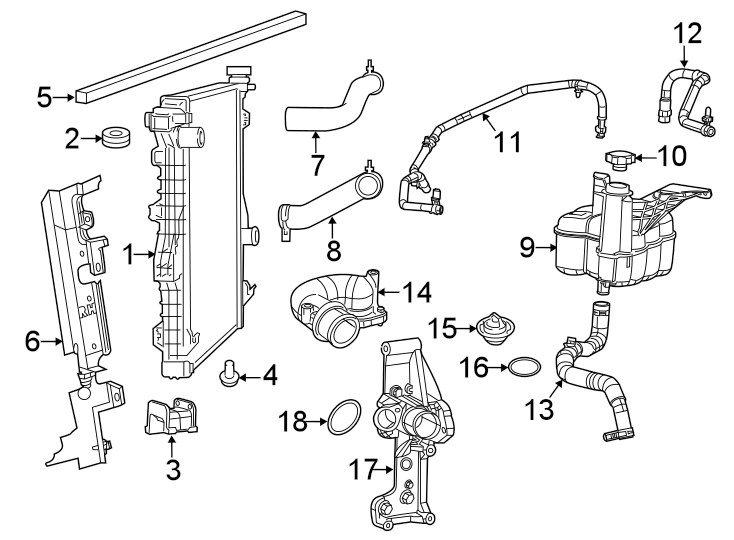 Diagram RADIATOR & COMPONENTS. for your 2018 Ram 2500 6.7L 6 cylinder DIESEL M/T RWD Tradesman Crew Cab Pickup Fleetside 