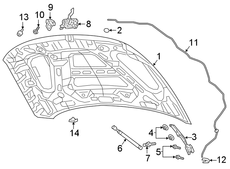 Diagram HOOD & COMPONENTS. for your 2023 Ram 2500 6.7L 6 cylinder DIESEL A/T RWD Lone Star Crew Cab Pickup Fleetside 