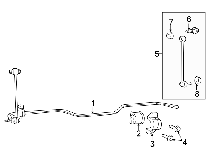 REAR SUSPENSION. STABILIZER BAR & COMPONENTS.