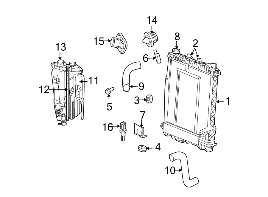 Diagram RADIATOR & COMPONENTS. for your 1988 Jeep Wrangler   