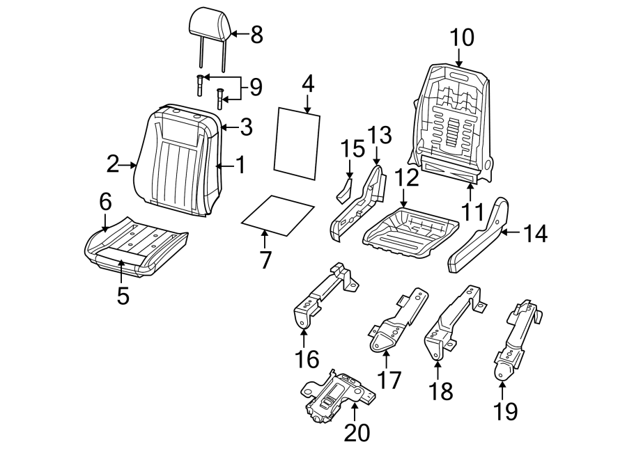 SEATS & TRACKS. FRONT SEAT COMPONENTS.