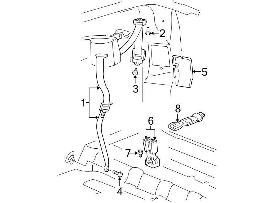 RESTRAINT SYSTEMS. REAR SEAT BELTS. Diagram