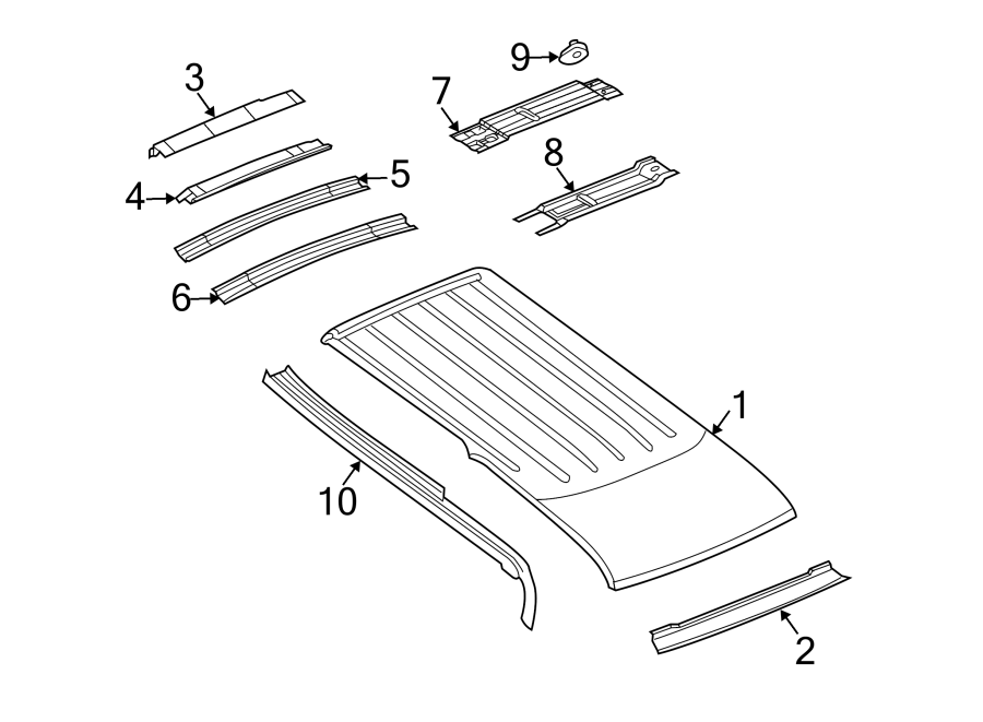 Diagram ROOF & COMPONENTS. for your 2023 Ram 2500 6.7L 6 cylinder DIESEL A/T RWD Lone Star Crew Cab Pickup Fleetside 