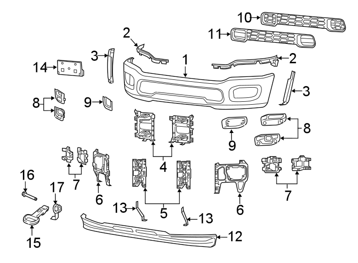 6FRONT BUMPER. BUMPER & COMPONENTS.https://images.simplepart.com/images/parts/motor/fullsize/TJ19005.png