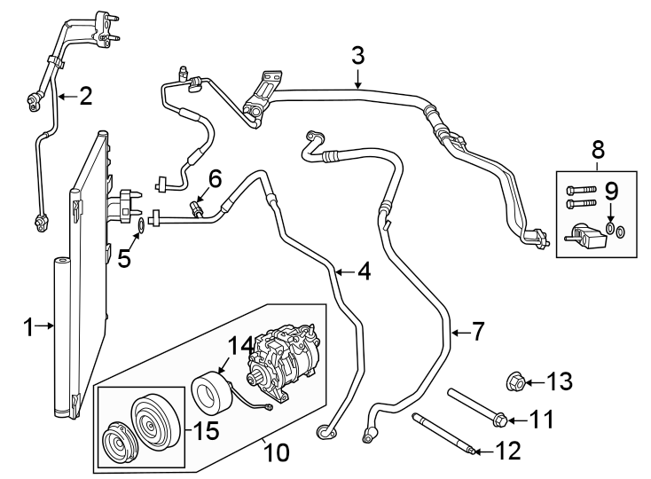 AIR CONDITIONER & HEATER. COMPRESSOR & LINES. CONDENSER.