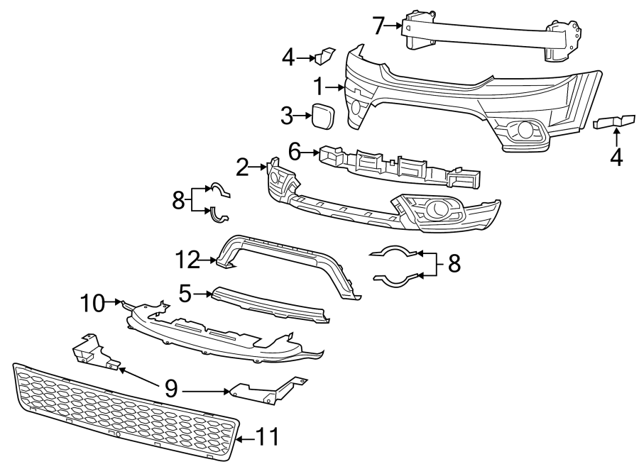 Diagram FRONT BUMPER. BUMPER & COMPONENTS. for your 2014 Chrysler 200   