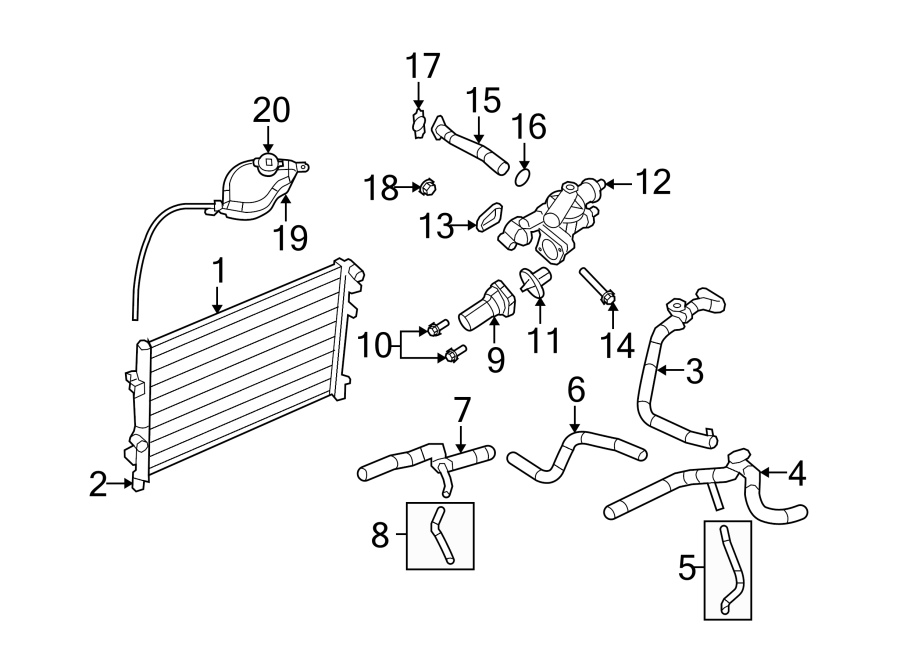 Diagram RADIATOR & COMPONENTS. for your 2014 Jeep Wrangler   