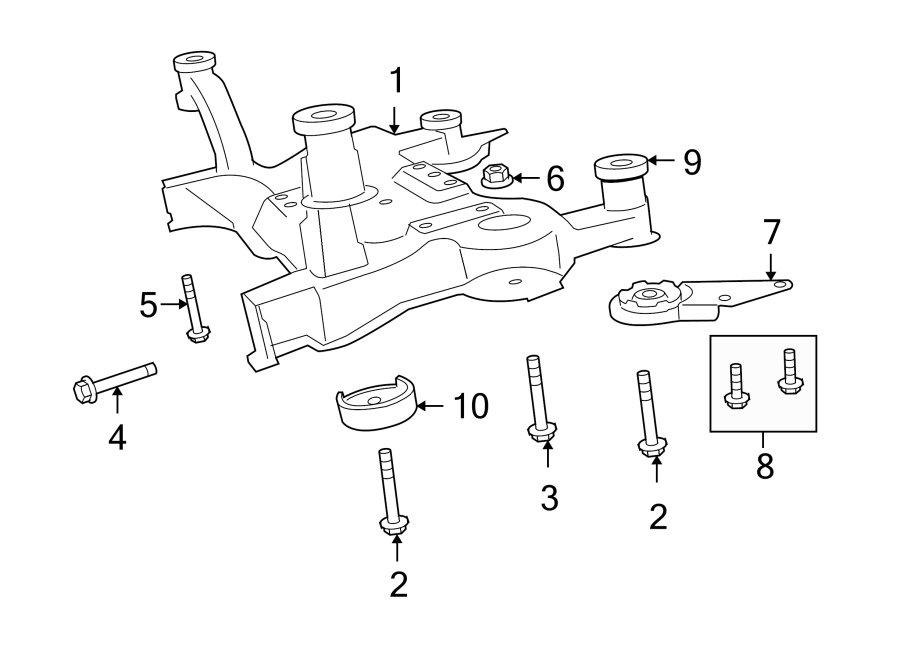 8FRONT SUSPENSION. ENGINE CROSSMEMBER.https://images.simplepart.com/images/parts/motor/fullsize/TK09330.png