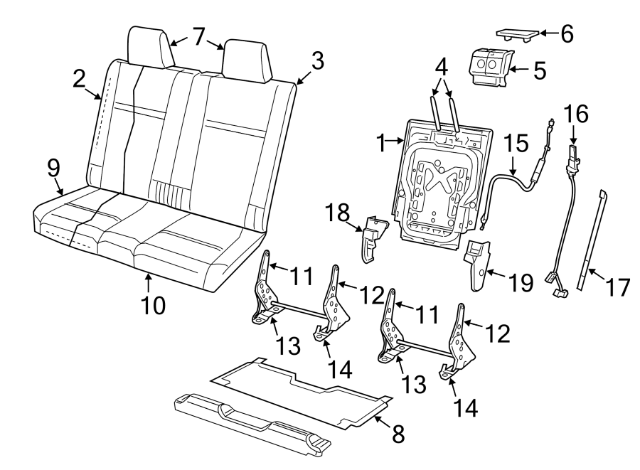 Diagram SEATS & TRACKS. REAR SEAT COMPONENTS. for your Dodge Journey  