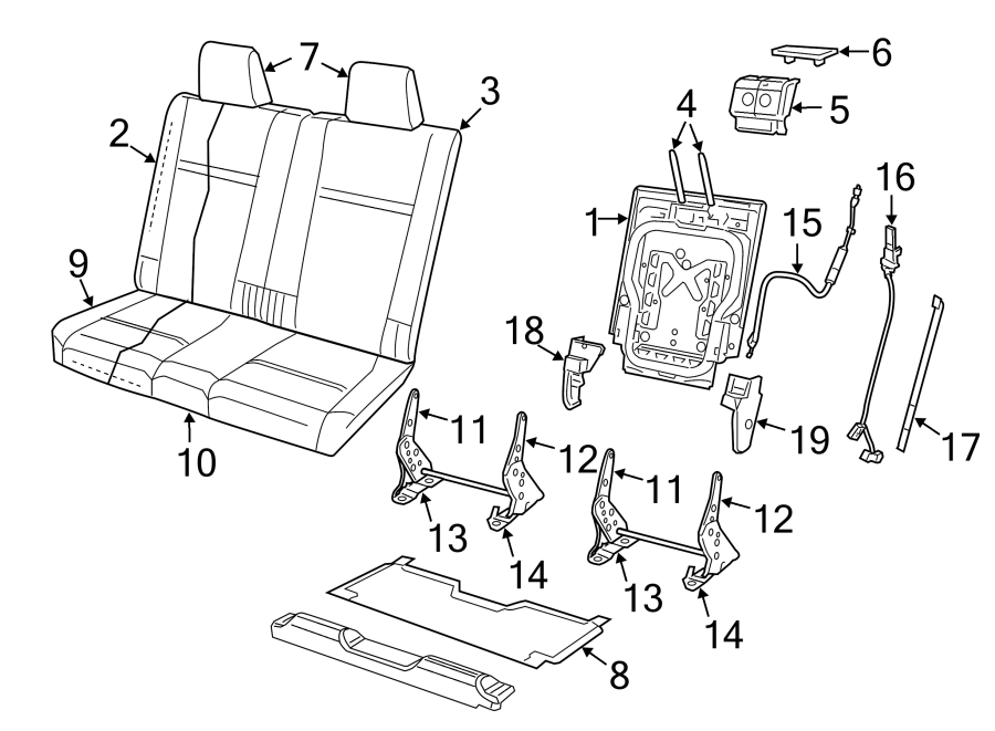 Diagram SEATS & TRACKS. REAR SEAT COMPONENTS. for your Dodge Journey  