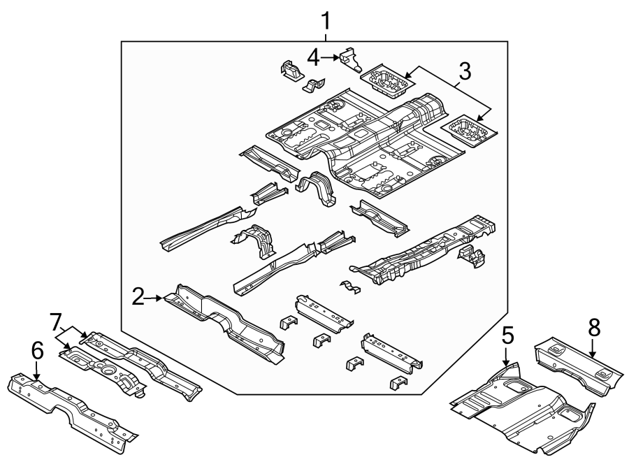 Diagram PILLARS. ROCKER & FLOOR. FLOOR & ROCKER. for your 2014 Chrysler 200   