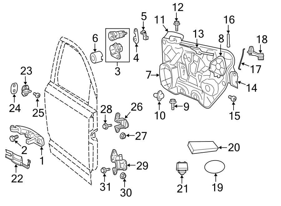 FRONT DOOR. LOCK & HARDWARE. Diagram