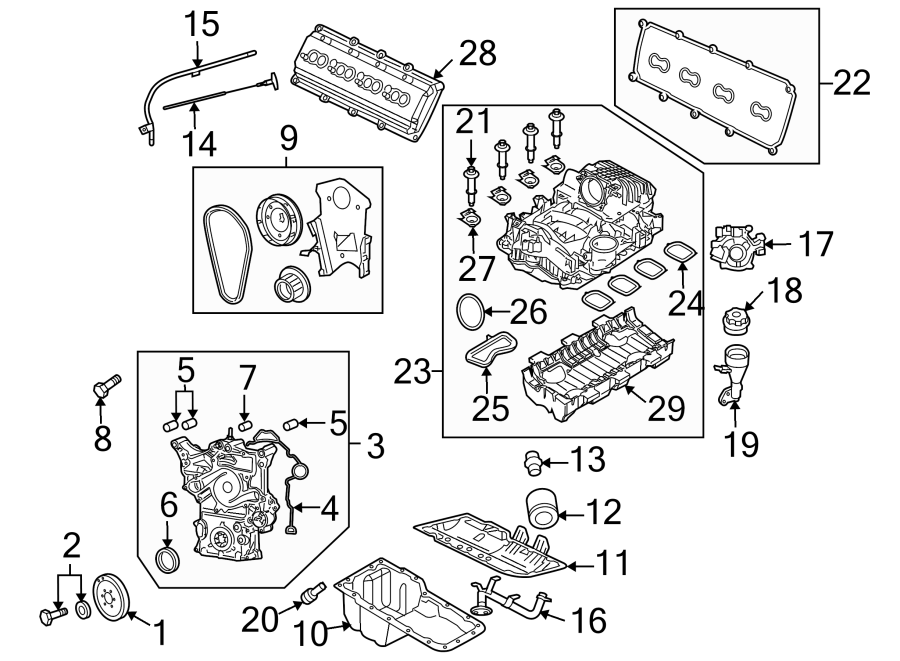 Diagram ENGINE PARTS. for your Dodge Ram 1500  