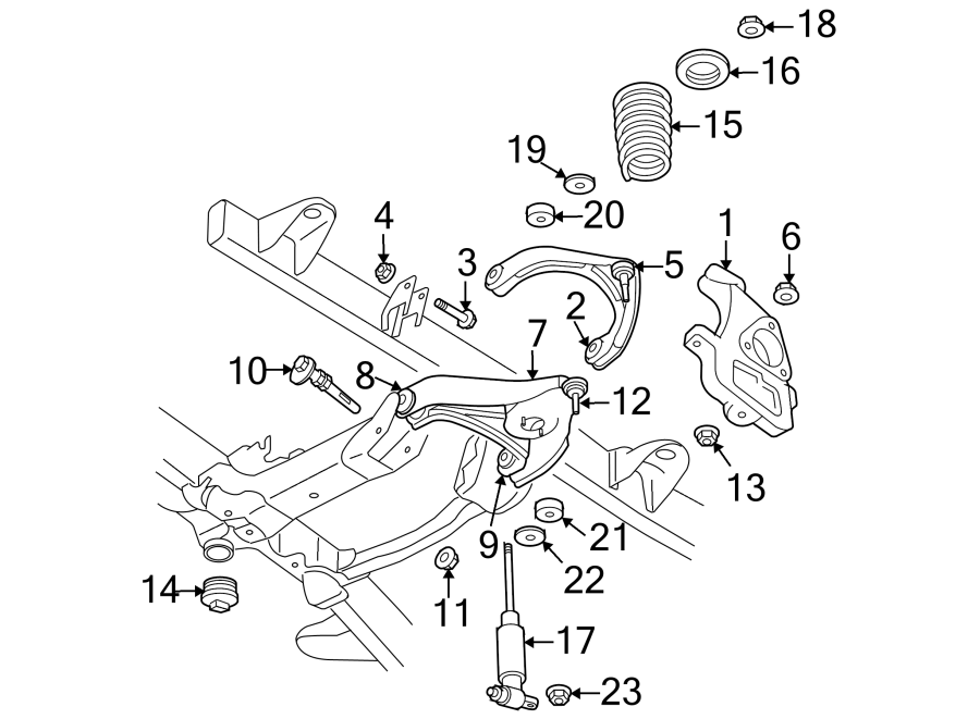 Diagram FRONT SUSPENSION. SUSPENSION COMPONENTS. for your Dodge Ram 1500  