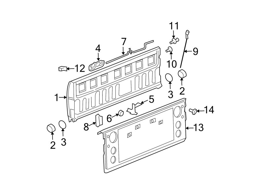 Diagram PICK UP BOX. TAIL GATE. for your Dodge Ram 1500  