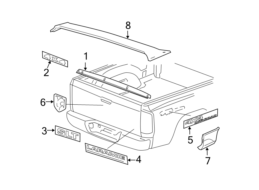 8PICK UP BOX. EXTERIOR TRIM.https://images.simplepart.com/images/parts/motor/fullsize/TM06950.png