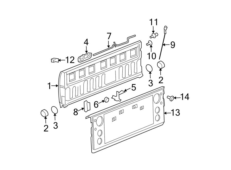 Diagram PICK UP BOX. TAIL GATE. for your Dodge Ram 1500  