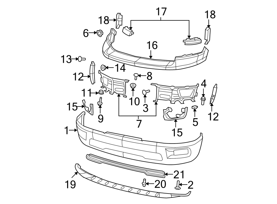 15FRONT BUMPER. BUMPER & COMPONENTS.https://images.simplepart.com/images/parts/motor/fullsize/TM09005.png