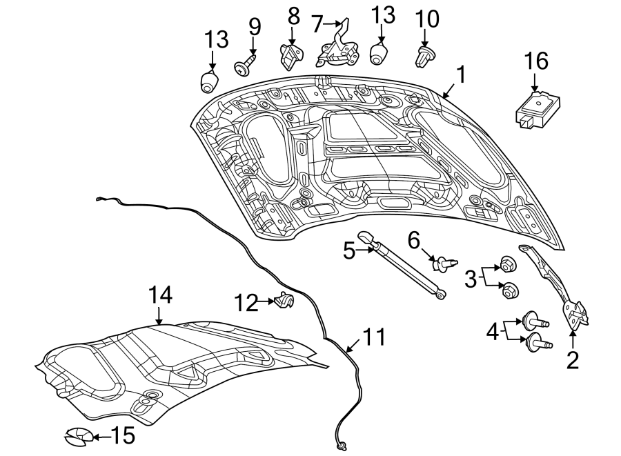 Diagram HOOD & COMPONENTS. for your 2023 Ram ProMaster 3500   