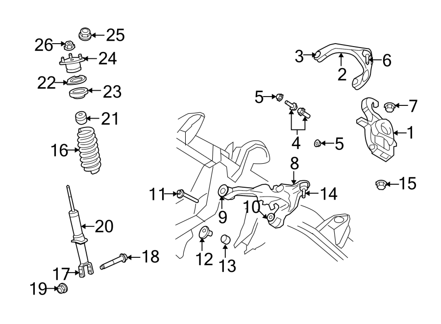 Diagram FRONT SUSPENSION. SUSPENSION COMPONENTS. for your 2024 Ram ProMaster 1500   