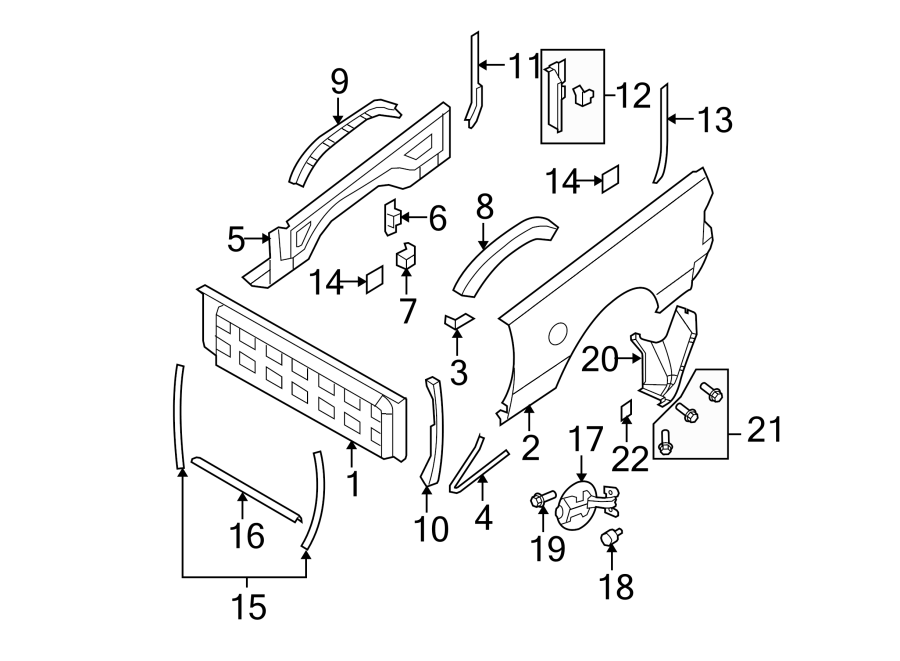 Diagram PICK UP BOX. FRONT & SIDE PANELS. for your 2004 Dodge Ram 1500   