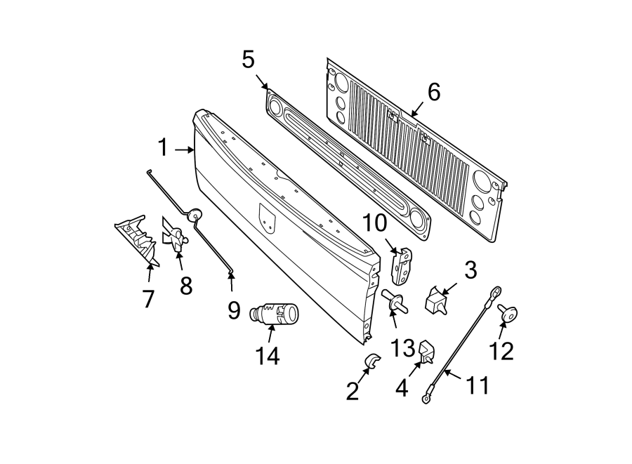 Diagram PICK UP BOX. TAIL GATE. for your 1999 Dodge Ram 1500   